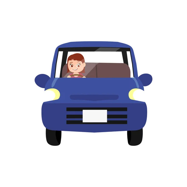 Жінка Водіння Автомобіля Кліпарт Векторні Ілюстрації Ізольовані — стоковий вектор