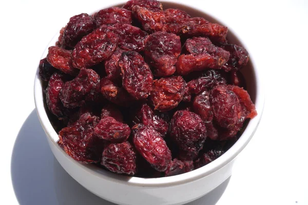 Juicy Dried Cranberries White Background Close — Zdjęcie stockowe