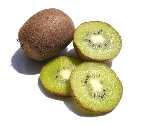 Kiwi Fruit Cut Stock Foto Geïsoleerd Witte Achtergrond — Stockfoto