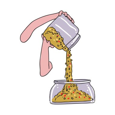 yiyecek kavanozdan illüstrasyona doluyor