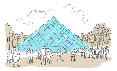 Louvre museum in Paris France-illustration