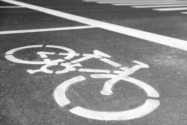 Bicycle Lane Signage Street Bicycle Signage Asphalt Pavement — Foto Stock