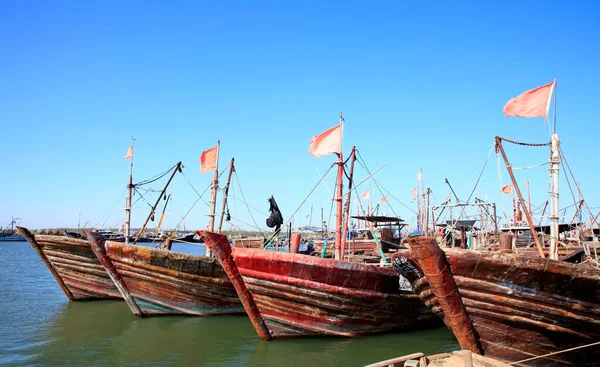 Дерев Яні Рибальські Човни Біля Моря Багато Рибальських Човнів Біля — стокове фото