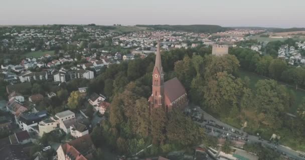 Aerial Drone Shot River View Landmarks — Vídeo de Stock