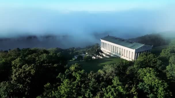 Malerischer Blick Auf Die Monumentale Walhalla Bei Regensburg Herbst — Video