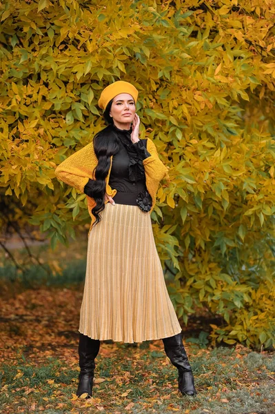 Красивая Молодая Женщина Осеннем Парке — стоковое фото