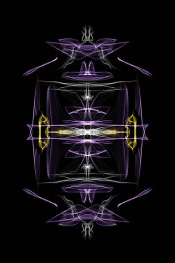 Siyah arkaplan üzerinde soyut fraktal fütüristik renkli desen