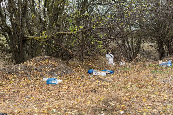 Odessa Region Ukraine November 2021 Garbage Road Plastic Bottles Bags — Stock fotografie