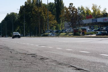 Chisinau, Moldova - October 16, 2021: Cars driving on highway road auto speed transportation