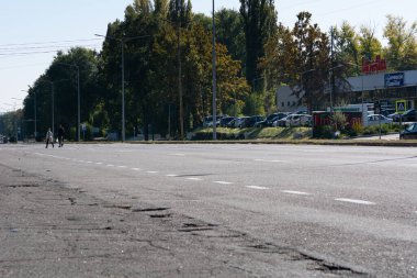 Chisinau, Moldova - October 16, 2021: People crossing the highway in the wrong place. Social problem.