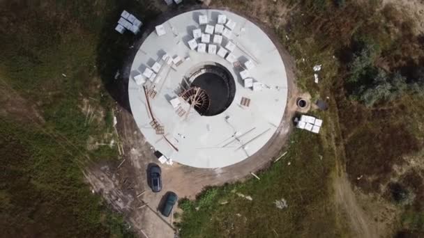 Drone Survolant Une Base Villégiature Cylindrique Construction Près Mer Noire — Video