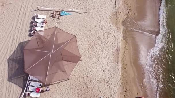 Vista Aérea Drone Shot Vista Superior Praia Costa Marítima Brown — Vídeo de Stock