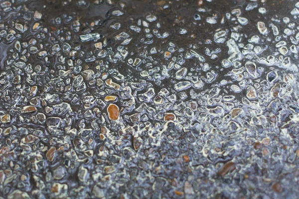 Pollensediment Einer Pfütze Nach Regen Makrofotografie — Stockfoto