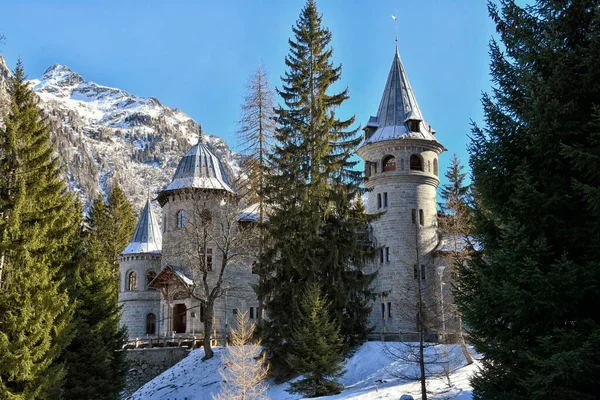 Savoia Castle Gressoney Particular Architecture Middle Green — Stock Photo, Image