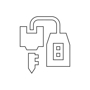 Anahtar satır simgesi. Beyaz arkaplanda araba anahtarı simgesi çizimi.