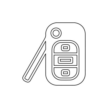Anahtar satır simgesi. Beyaz arkaplanda araba anahtarı simgesi çizimi.