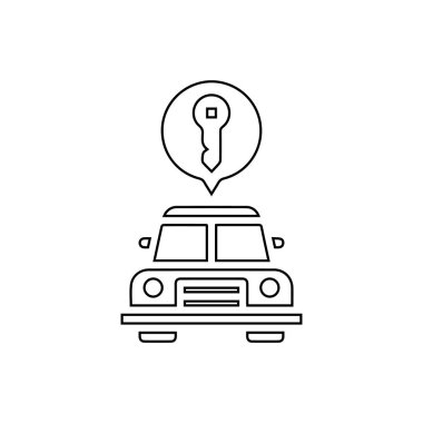 Anahtar satır simgesi. Beyaz arkaplanda araba anahtarı simgesi çizimi.