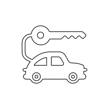 Anahtar satır simgesi. Beyaz arkaplanda araba anahtarı simgesi çizimi.