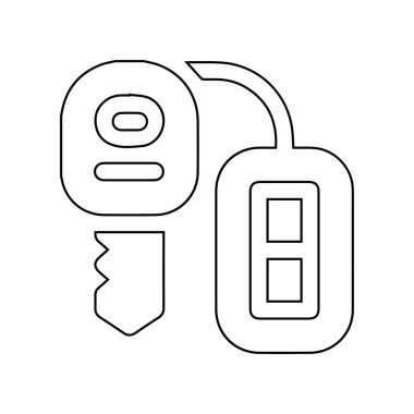 Anahtar satır simgesi. Beyaz arkaplanda araba anahtarı simgesi çizimi.