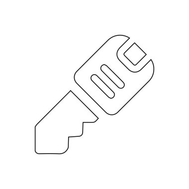 Anahtar satır simgesi. Beyaz arkaplanda araba anahtarı simgesi çizimi.