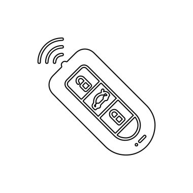 Anahtar satır simgesi. Beyaz arkaplanda araba anahtarı simgesi çizimi.