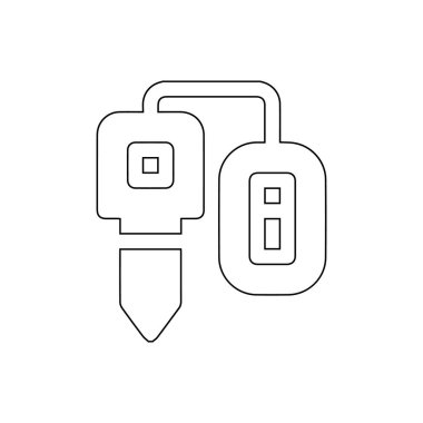 Anahtar satır simgesi. Beyaz arkaplanda araba anahtarı simgesi çizimi.