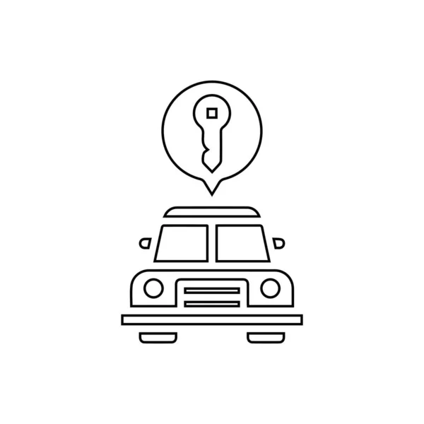 Schlüsselzeilen Symbol Illustration Des Autoschlüsselsymbols Auf Weißem Hintergrund — Stockvektor