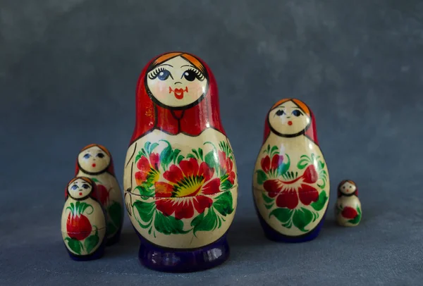 Mutter Einer Russischen Familie Mamushka Matroishka Puppen Die Ganze Familie — Stockfoto