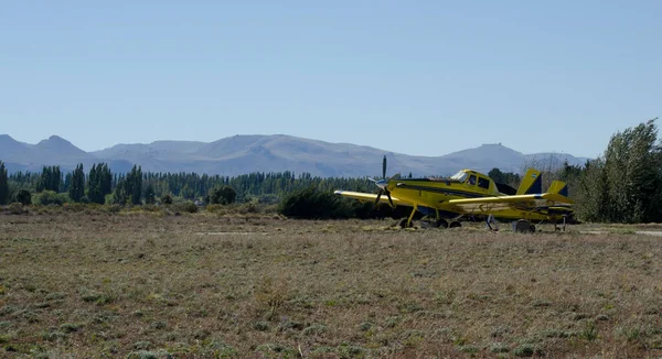 Plano Amarillo Hélice Aeródromo Avión Bomberos Patagonia Avión Bomberos Bariloche — Foto de Stock