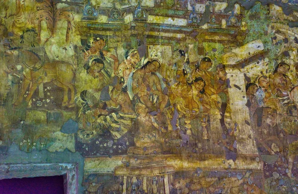 Картины Скульптуры Считались Шедеврами Буддийского Религиозного Искусства Буддийские Пещеры Аджанте — стоковое фото