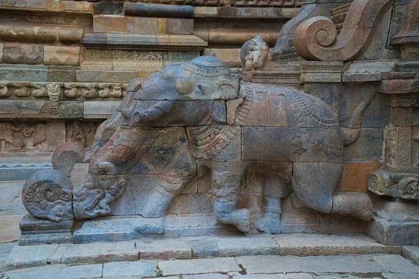 Airavatesvara Tapınağının Duvarına Oymalar Hindistan Güneyindeki Antik Tapınaklardan Biri Tamil — Stok fotoğraf