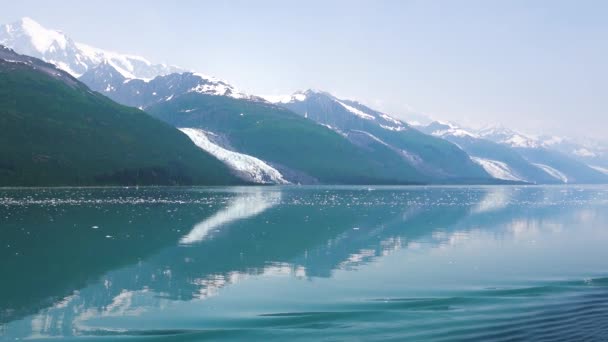 Kryssning Sjön Och Isbergen Sjön Bärnstensblå Fjordarna Alaska Unika Naturliga — Stockvideo