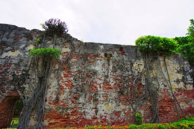 Tainan Anping Kalesi 'nin eski tuğla duvarları. Adı 