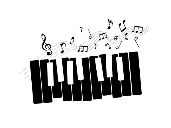 Muziek Zwarte Achtergrond Met Piano Muzieknoten — Stockvector