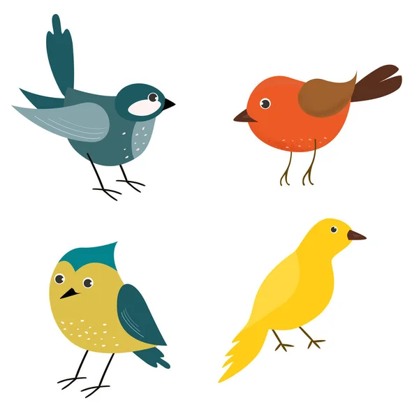 Illustration color icon set birds — стоковый вектор