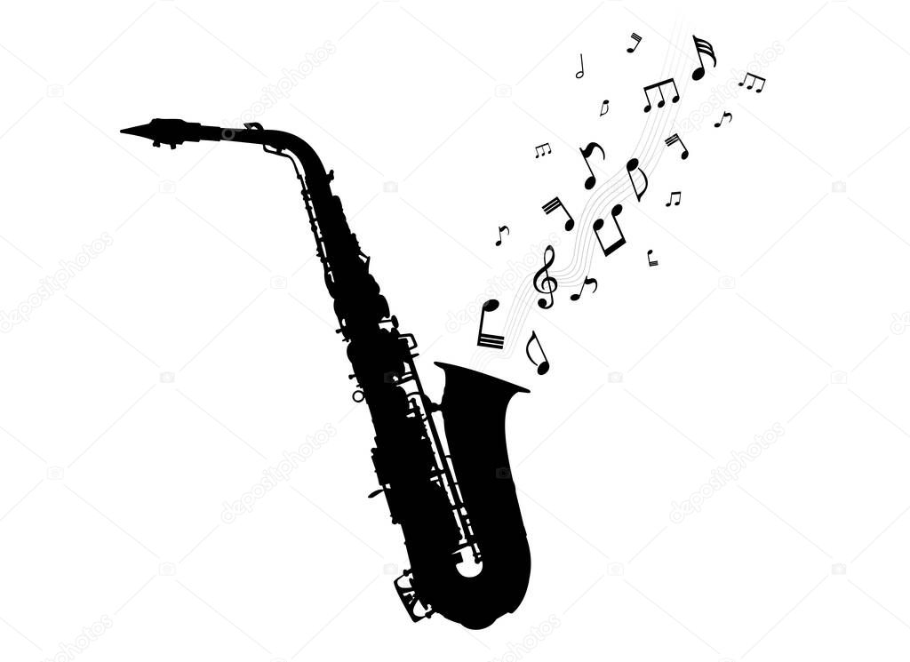 Isolated of saxophone on white background