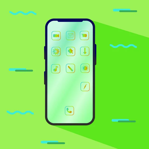 phone with screen icones green background