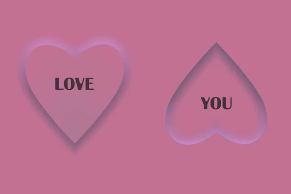 Pink Heart Text Valentine Day Neumorphism — Διανυσματικό Αρχείο