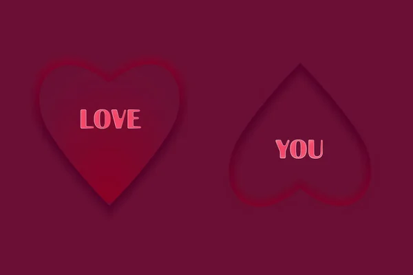 Love Hearts Valentine Day Red Background Neumorphism — Διανυσματικό Αρχείο