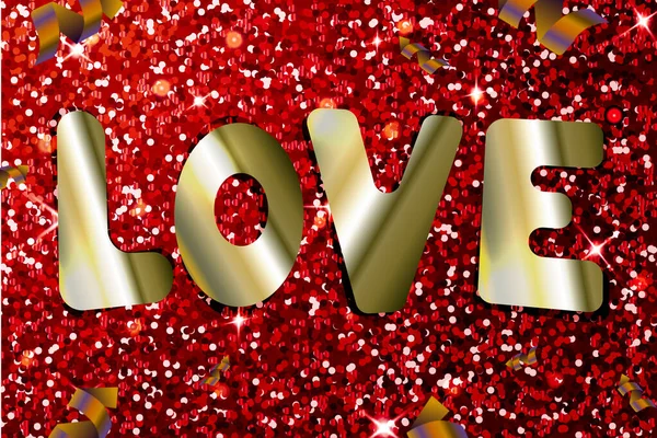 Love Foil Text Glitter Red Shiny Background — Stock Photo, Image