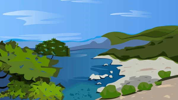 Crimée Paysage Avec Mer Les Montagnes — Image vectorielle