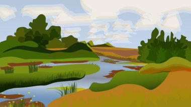 manzara nehir ve çayır