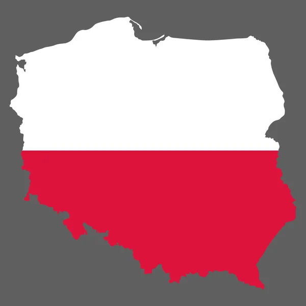 Map Poland Flag Grey Background — ストックベクタ