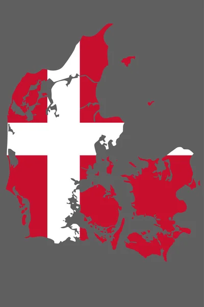 Karta Danmark Med Flagga Europa — Stock vektor