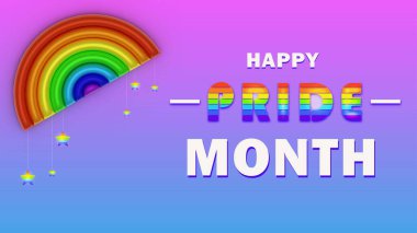 Mutlu gurur ayı gökkuşağı arka plan yüzücü posteri