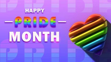 Mutlu gurur ayı gökkuşağı kalp arka plan yüzücü posteri