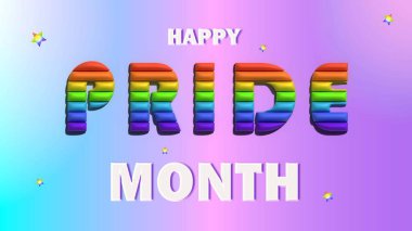 Gurur ayı kartı 3D illüstrasyon gökkuşağı kartı 