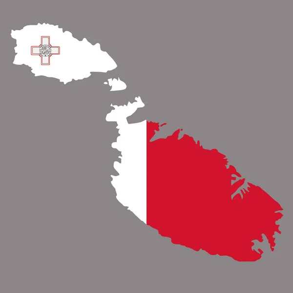 Malta Mapa Com Bandeira Cartografia Europa —  Vetores de Stock