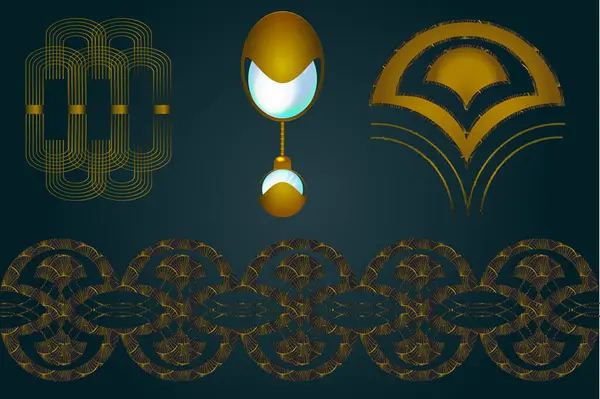 Sanat deco tarzı elementler altın parlak inci 