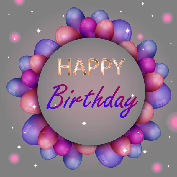 Mutlu BD kart gri arka plan balonları